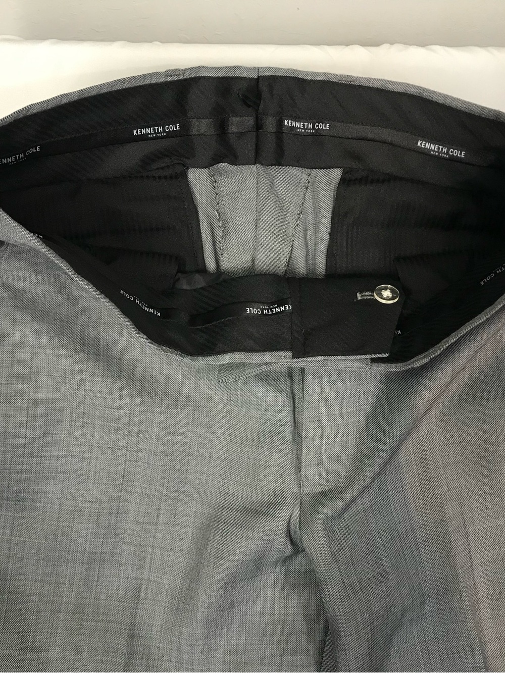 Kenneth Cole Gray Dress Pants 32W Straight Regular Flat Front Wool Blend Lined - Picture 2 of 6